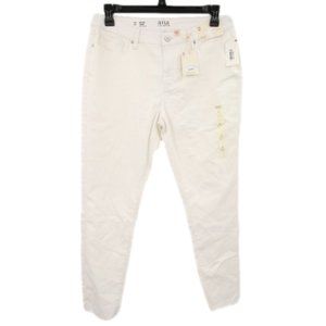 ANA White Denim Mid Rise Skinny Jeans Size 12 NWT Raw Hem